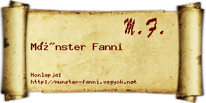 Münster Fanni névjegykártya
